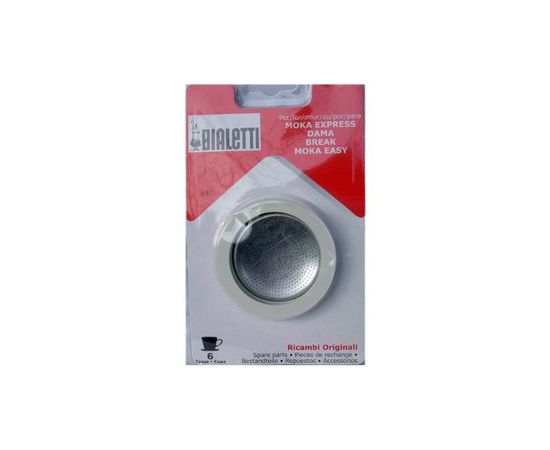 Набор для гейзерных кофеварок Bialetti на 6 чашек: 3 резиновых уплотнения + сито в блистерной упаковке 0109743/UP, Bialetti, фото 1