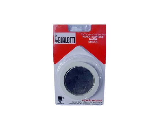 Набор для гейзерных кофеварок Bialetti на 12 чашек: 3 уплотнения + сито 0109746/UP, Bialetti, фото 1