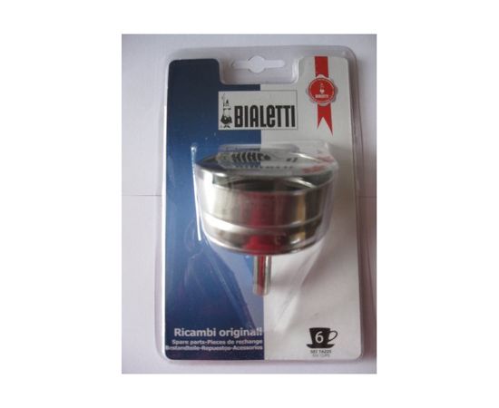 Фильтр-воронка для гейзерных кофеварок Bialetti на 2 чашки из нержавеющей стали, в блистерной упаковке, Bialetti, фото 1