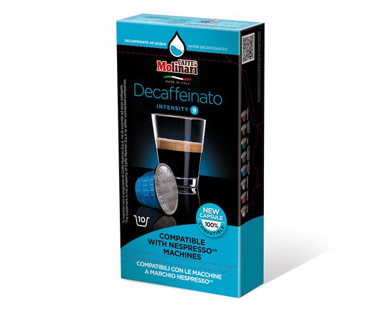 Кофе в капсулах для кофемашин Nespresso Decaffeinated (без кофеина), 10 шт. по 5 г, Molinari, фото 1