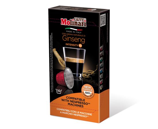 Кофе в капсулах для кофемашин Nespresso Ginseng, 80% Арабика / 20% Робуста​, 10 шт. по 5 г, Molinari, фото 1