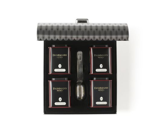 Набор Опера «OPERA» в подарочном футляре: 4 банки чая по 30г и 25г + ситечко, Dammann, фото 1