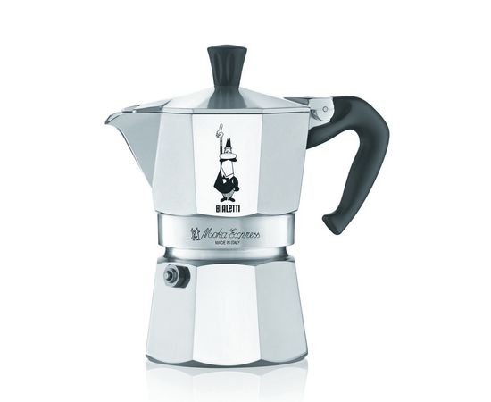 Гейзерная кофеварка MOKA EXPRESS на 1 чашку 50 мл, черная/серебро, алюминий, Bialetti, фото 1