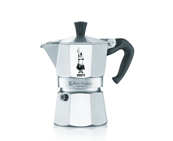 Гейзерная кофеварка MOKA EXPRESS на 2 чашки 100 мл, черная/серебро, алюминий, Bialetti, фото 1
