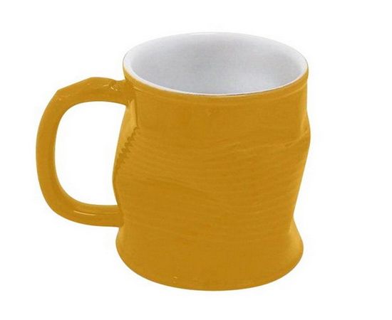 Мятая кружка керамическая, 320 мл, желтая, Ceraflame, фото 1