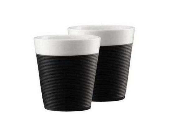 Набор кружек Pavina с силиконовым ободком, 170 мл, 2 шт., черные, фарфор, Bodum, фото 1