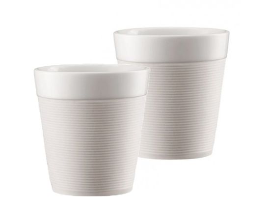 Набор кружек Pavina с силиконовым ободком, 170 мл, 2 шт., белые, фарфор, Bodum, фото 1