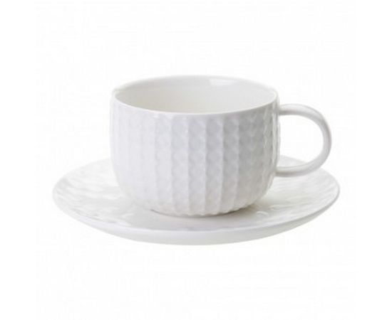 Чайная пара Sapphire, 250 мл, белая, фарфор, Walmer, фото 1