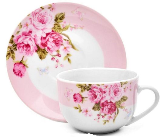 Чайная пара Mirabella Pink, 220 мл, фарфор, Walmer, фото 1