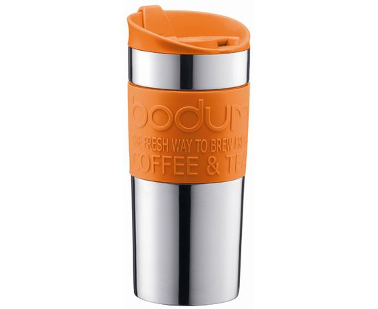 Кружка дорожная Travel, 350 мл, оранжевая, нержавеющая сталь, Bodum, фото 1