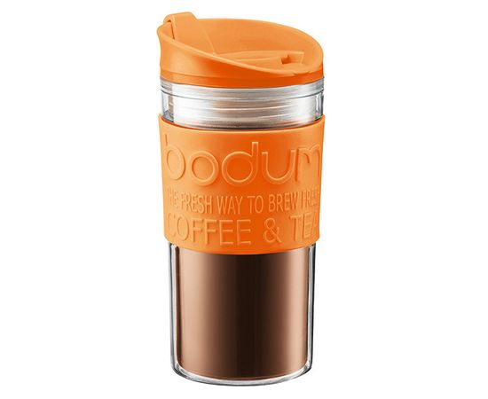 Кружка дорожная Travel, 350 мл, оранжевая, пластик/силикон, Bodum, фото 1