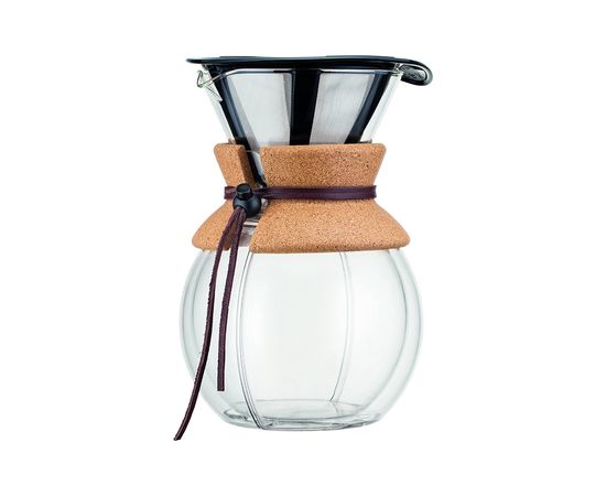 Кофейник с фильтром POUR OVER с двойными стенками, тритан. покрытие, 1 л, пробковый, Bodum, фото 1